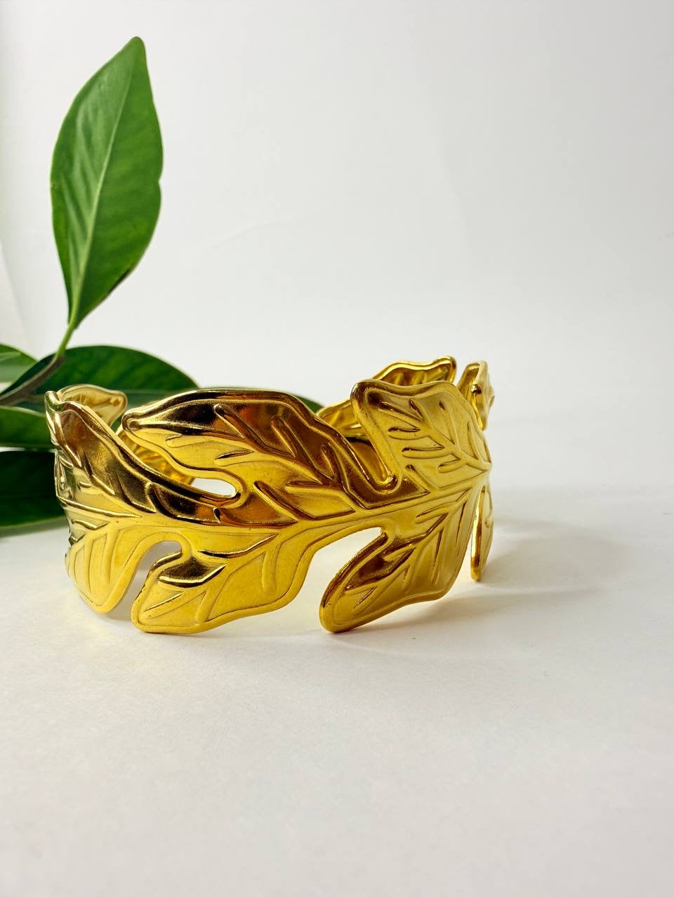 Elegant Bracelet with a Golden Leaf Design ✨🍃